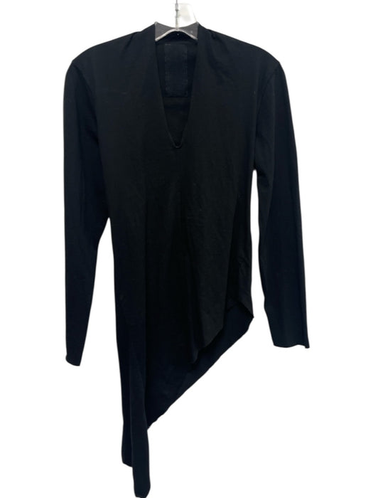 Owens' SLAB Size Medium Black Cotton Long Sleeve V Neck Asymmetric Top Black / Medium