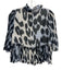 Ganni Size 34 BLack, White, Blue Polyester Long Sleeve Animal Print Pleated Top BLack, White, Blue / 34