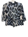 Ganni Size 34 BLack, White, Blue Polyester Long Sleeve Animal Print Pleated Top BLack, White, Blue / 34