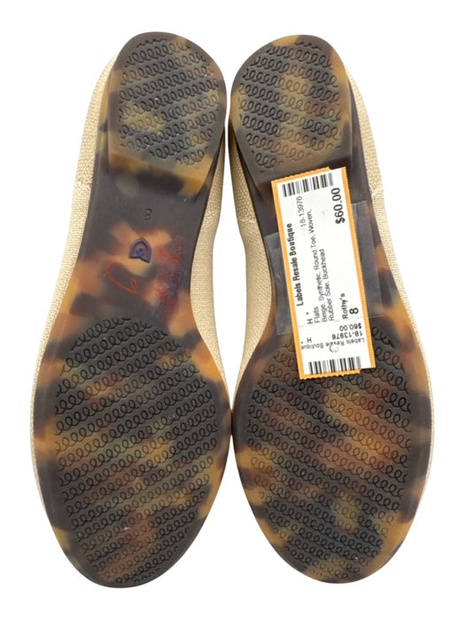 Rothy's Shoe Size 8 Beige Synthetic Round Toe Woven Rubber Sole Flats Beige / 8