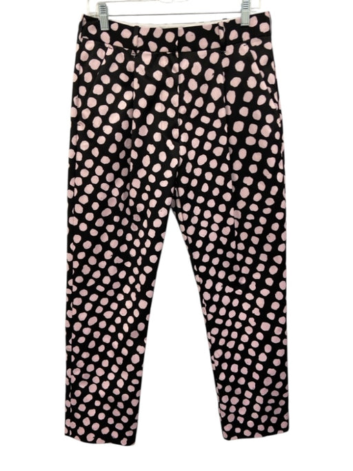 Tanya Taylor Size 10 Black & Pink Polyester High Rise Polka Dot Pleated Pants Black & Pink / 10