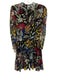 Ted Baker Size 2 Black & Multi Polyester Blend Long Sleeve Abstract Floral Dress Black & Multi / 2