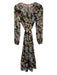 Ted Baker Size 0 Black, Pink, Yellow Polyester Blend Long Sleeve Floral Dress Black, Pink, Yellow / 0