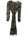 Ted Baker Size 0 Black, Pink, Yellow Polyester Blend Long Sleeve Floral Dress Black, Pink, Yellow / 0