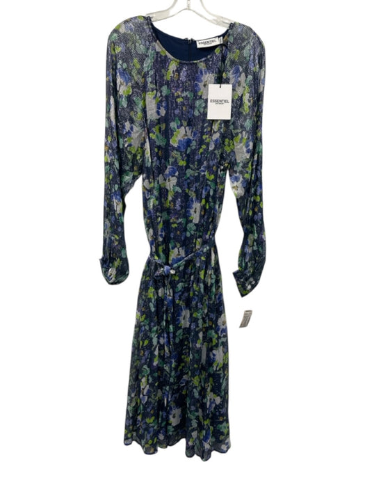Essentiel Antwerp Size 40 Blue, Green, White Viscose Blend Long Sleeve Dress Blue, Green, White / 40