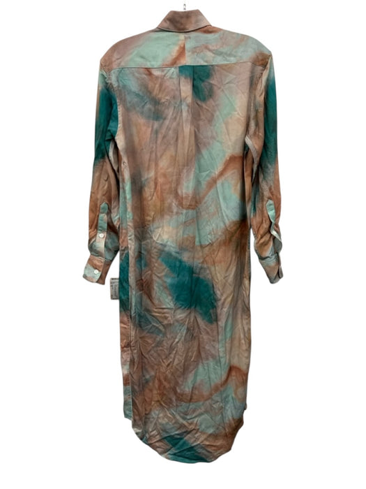 Emily Phillips Size XS Brown & Green Long Sleeve Abstract Print Maxi Dress Brown & Green / XS