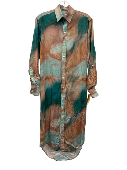 Emily Phillips Size XS Brown & Green Long Sleeve Abstract Print Maxi Dress Brown & Green / XS