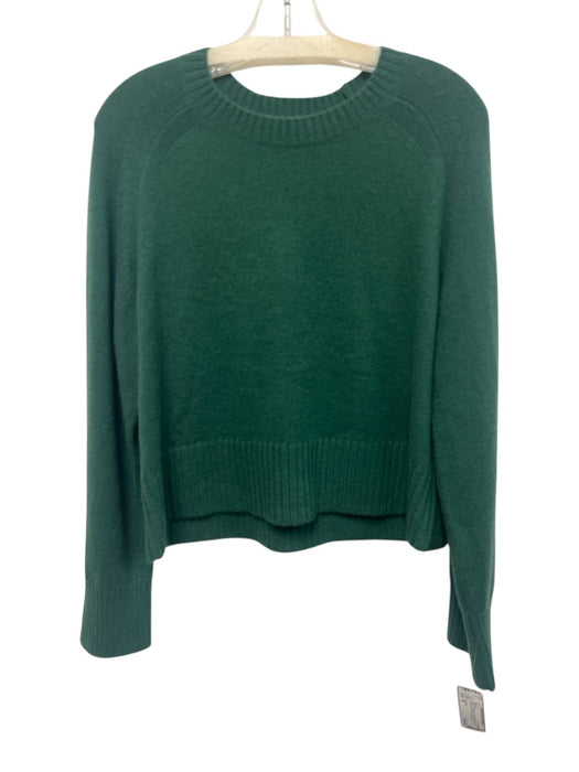 Everlane Size M Green Cashmere Knit Ribbed Hem Cropped Pullover Sweater Green / M