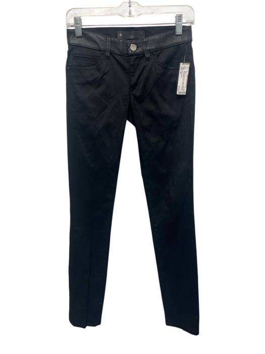 Barbara Bui Size 34 Black Cotton Blend Leather Detail Low Rise Skinny Pants Black / 34