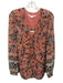 Veronica Beard Size 8 Pink & Multi Silk Blend Metallic Thread Floral V Neck Top Pink & Multi / 8