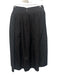 Kate Spade Size 4 Black Cotton & Linen Gathered Tie Waist Back Zip Midi Skirt Black / 4