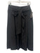 Kate Spade Size 4 Black Cotton & Linen Gathered Tie Waist Back Zip Midi Skirt Black / 4