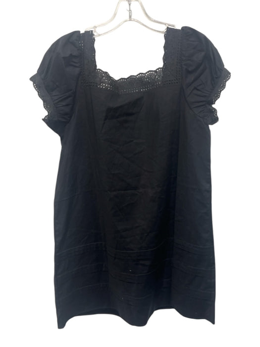 Reformation Size S Black Cotton Blend Puff Short Sleeve Square Neck Dress Black / S