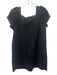 Reformation Size S Black Cotton Blend Puff Short Sleeve Square Neck Dress Black / S