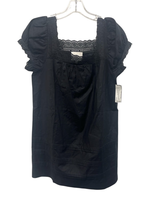 Reformation Size S Black Cotton Blend Puff Short Sleeve Square Neck Dress Black / S