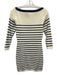 Reformation Size S Cream White & Navy Blue Cotton Blend Ribbed Knit Dress Cream White & Navy Blue / S