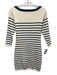 Reformation Size S Cream White & Navy Blue Cotton Blend Ribbed Knit Dress Cream White & Navy Blue / S