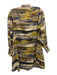 Mariacher Size XS Yellow, Brown & Beige Cotton Long Sleeve Shoulder Pads Dress Yellow, Brown & Beige / XS