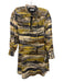 Mariacher Size XS Yellow, Brown & Beige Cotton Long Sleeve Shoulder Pads Dress Yellow, Brown & Beige / XS