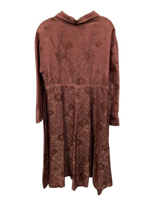 Krista Larson Size M Burgundy No Fabric Tag Long Sleeve Jaquard Button Up Dress Burgundy / M
