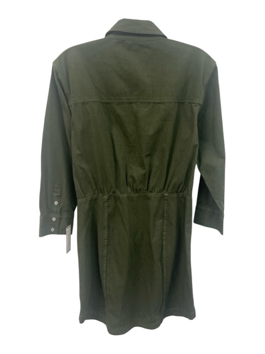 Veronica Beard Jeans Size 6 Army Green Cotton Long Sleeve Patch Pocket Dress Army Green / 6