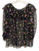 Johnny Was Size S Black, Pink & Green Silk Chiffon Floral Long Sleeve Sheer Top Black, Pink & Green / S