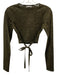 Reformation Size S Gold Nylon Blend Long Sleeve Shimmer Crop Back Tie Top Gold / S