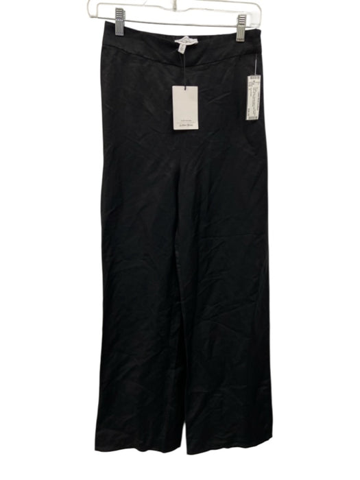 Paris Atelier Size 2 Black Viscose Blend High Waist Side Zip Straight Pants Black / 2