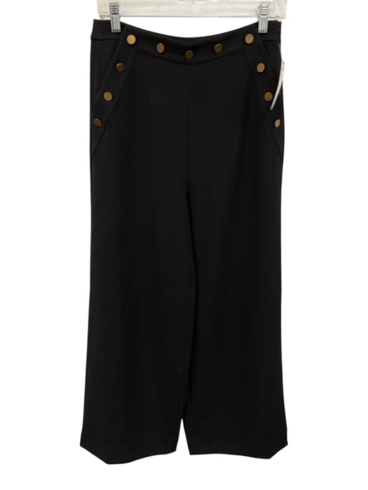 St. John Size 4 Black & Gold Viscose Blend Gold Button Details High Waist Pants Black & Gold / 4