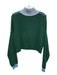 Staud Size S Green & Blue Cotton Blend Rib Knit 1/4 Zip Mock Neck Crop Sweater Green & Blue / S