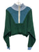 Staud Size S Green & Blue Cotton Blend Rib Knit 1/4 Zip Mock Neck Crop Sweater Green & Blue / S