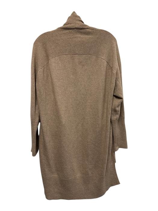 AYR Size S Light Brown Cashmere Rib Knit Ribbed Cuffs Open Front Sweater Light Brown / S