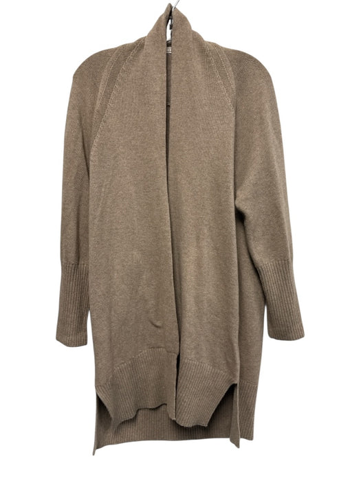 AYR Size S Light Brown Cashmere Rib Knit Ribbed Cuffs Open Front Sweater Light Brown / S