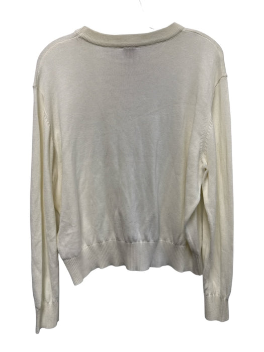 J. Marie Size M Cream & Gold Acrylic Blend Rib Knit Sparkle Words Sweater Cream & Gold / M