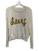 J. Marie Size M Cream & Gold Acrylic Blend Rib Knit Sparkle Words Sweater Cream & Gold / M