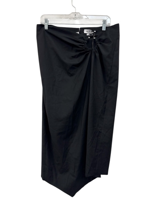 Act No1 Size 44 / L Black Wool Blend Woven Side Detail silver hardware Skirt Black / 44 / L