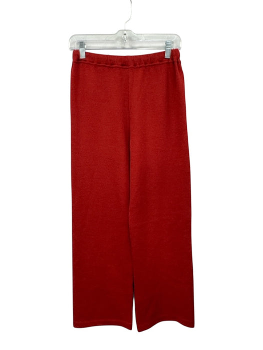 St. John Sport Size P Red Wool Blend High Waist Elastic Waist Ribbed Pants Red / P