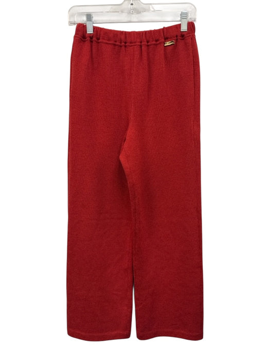 St. John Sport Size P Red Wool Blend High Waist Elastic Waist Ribbed Pants Red / P
