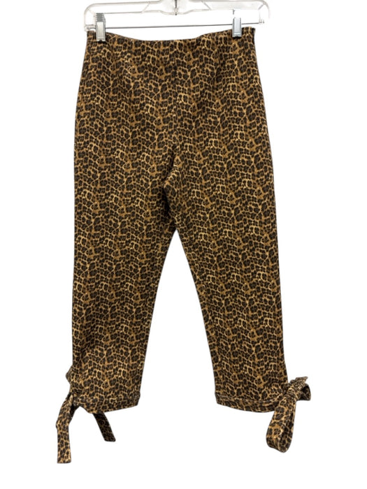 Miaou Size M Brown & Black Cotton Zip Side Leopard Mid Rise Ankle tie Pants Brown & Black / M