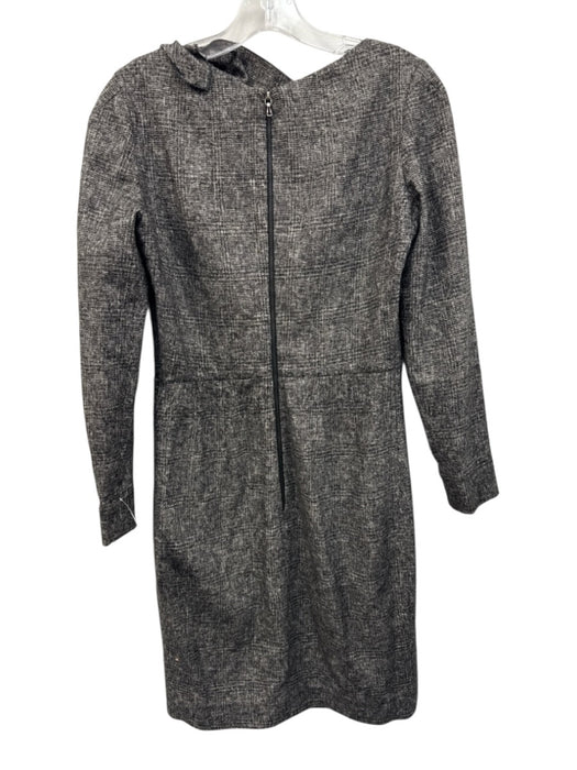 RM Size 8 Black & Gray Cotton Blend Long Sleeve Convertible Neckline Shift Dress Black & Gray / 8