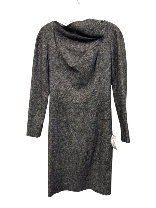 RM Size 8 Black & Gray Cotton Blend Long Sleeve Convertible Neckline Shift Dress Black & Gray / 8