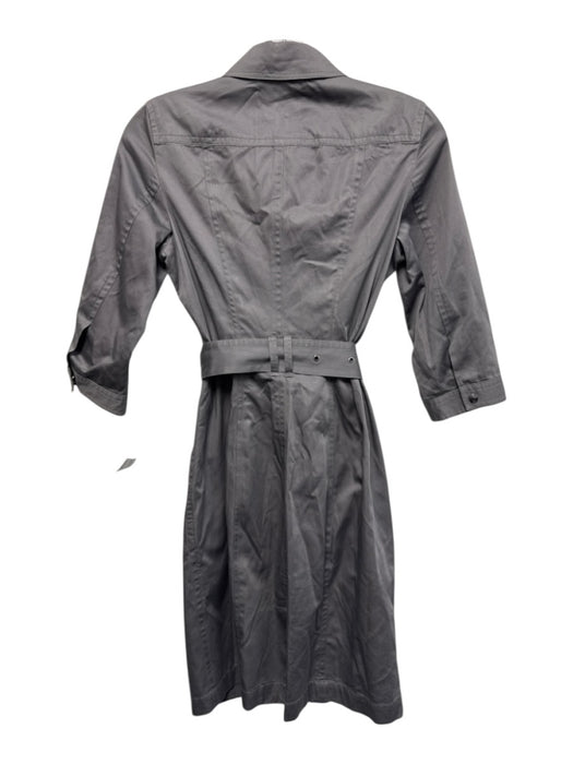 Burberry Brit Size 6 Gray Cotton 1/2 Snap 3/4 Sleeve Collar Knee Dress Gray / 6