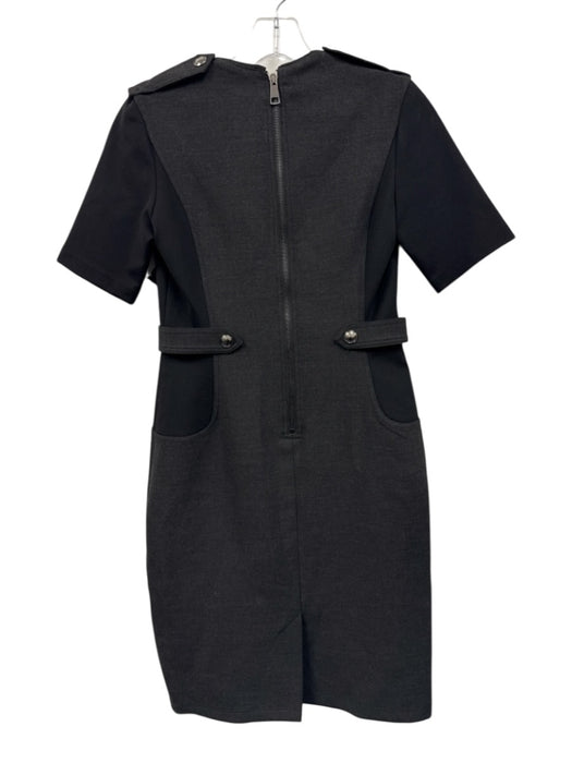 Burberry London Size 6 Black & Gray Polyester Blend Short Sleeve Shift Dress Black & Gray / 6