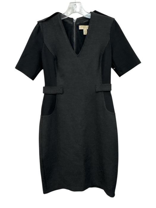 Burberry London Size 6 Black & Gray Polyester Blend Short Sleeve Shift Dress Black & Gray / 6