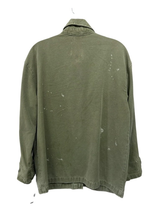 Zara Size XS Army Green Cotton Thigh Length Long Sleeve Button Jacket Army Green / XS