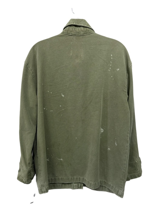 Zara Size XS Army Green Cotton Thigh Length Long Sleeve Button Jacket Army Green / XS