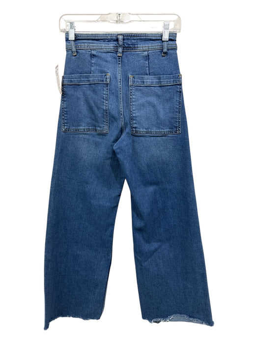 Zara Size 2 Medium Wash Cotton Blend Zip & Button High Rise Crop Wide Leg Jeans Medium Wash / 2