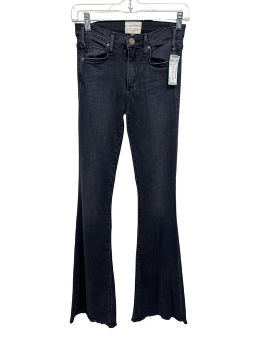 McGuire Size 25 Charcoal Black Denim Faded Flare Leg Distressed Hem Jeans Charcoal Black / 25