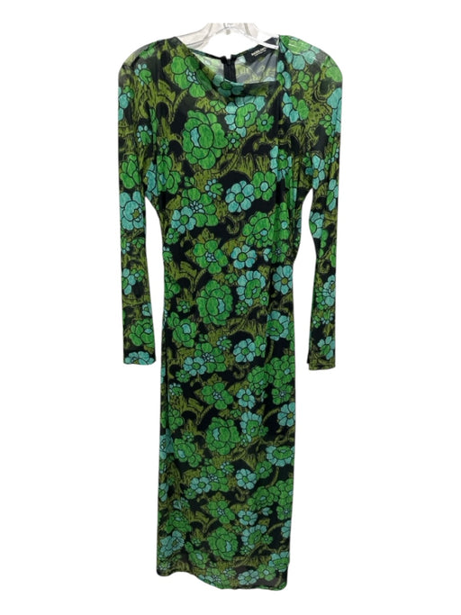 Rachel Comey Size L Green, Brown, Blue Polyester floral print Long Sleeve Dress Green, Brown, Blue / L