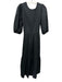 Birds of Paradis Size M Black Cotton 1/2 Puff Sleeve Open Back Tie Detail Dress Black / M